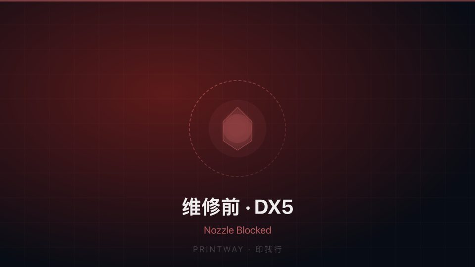 Epson DX5 before — severely blocked nozzles